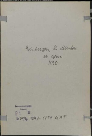 Kirchenbuchduplikat der evangelischen Gemeinde Eisbergen, Kreis Minden (GHT 1841-1850) (Gemeinde: Evangelische Gemeinde Eisbergen)
