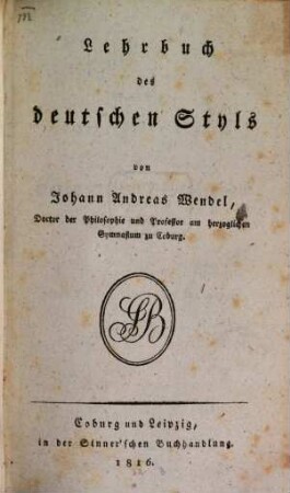 Lehrbuch des deutschen Styls