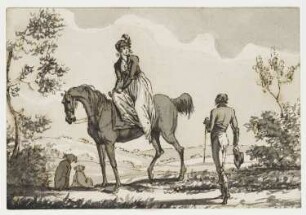 Dame zu Pferde und Kavalier