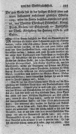 Die gute Sache der in der heiligen Schrift alten und neuen Testaments enthaltenen göttlichen Offenbarung. T.15.