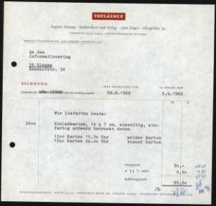 Firmenbriefkopf Vorländer, Siegener Zeitung - Buchdruckerei - und Verlag