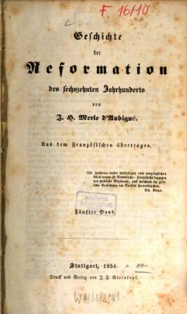 Geschichte der Reformation des sechzehnten Jahrhunderts, 5