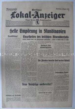 Tageszeitung "Berliner Lokal-Anzeiger" u.a. zum 75. Geburtstag von Ludendorff