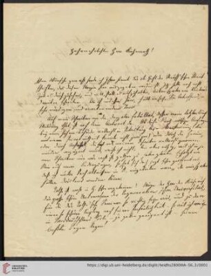 Korrespondenz Isaak Dorner / Carl Ullmann: Brief von Isaak August Dorner an Carl Ullmann