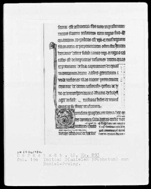 Ezechiel et Daniel cum glossa ordinaria — Initiale D(anielem prophetam), Folio 190recto