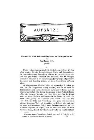 Kausalität und Erkenntnisgrund bei Schopenhauer : (Schluß)