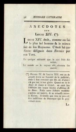 Anecdotes Sur Louis XIV. (*).