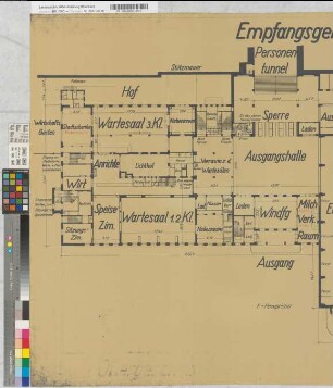 Empfangsgebäude [Bahnhof] Oberhausen: Grundriß Erdgeschoß, M. 1:100