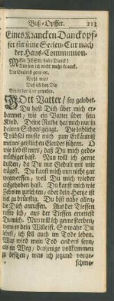 Eines Krancken-Danckopffer für seine Seelen-Cur nach der Haus-Communion
