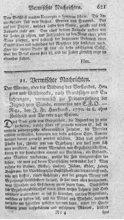 Der Mentor, oder die Bildung des Verstandes, Herzens und Geschmacks.