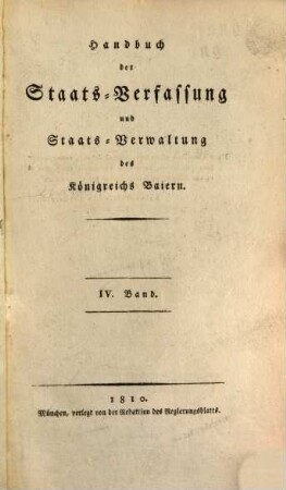 Handbuch der Staats-Verfassung und Staats-Verwaltung des Königreichs Baiern, 4