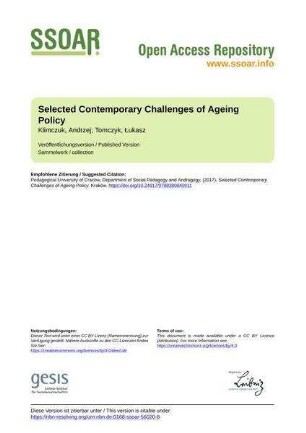 Selected Contemporary Challenges of Ageing Policy