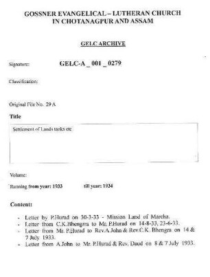 Settlement of Lands Tanks etc