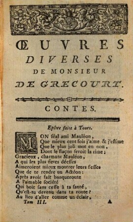 Oeuvres Diverses De Monsieur De Grécourt. 3