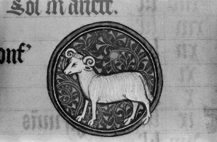 Missale des Simon Renoul — Ausschnitt: Tierkreiszeichen Widder, Folio 2 recto
