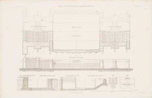 Schleuse und Hafen, Nieuwediep: Grundriss, Ansichten, Längsschnitt (aus: Atlas zur Zeitschrift für Bauwesen, hrsg. v. G. Erbkam, Jg. 7, 1857)