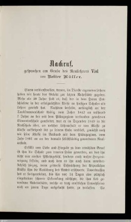Nachruf von Rektor Müller