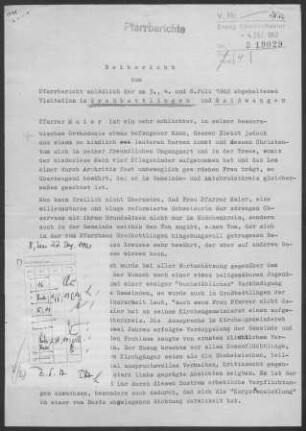 Großbettlingen-Raidwangen: Pfarrbericht 1962