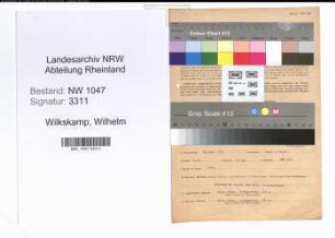 Entnazifizierung Wilhelm Wilkskamp , geb. 28.06.1894 (Beamter)