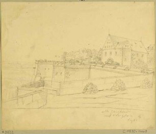 Das alte Zeughaus aus Südwesten von Zobels Eck (Südecke) der Festung Königstein in der Sächsischen Schweiz