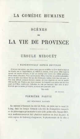 La Comédie humaine. Scènes de la vie de province