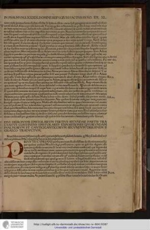 Beati Hieronymi presbiteri epistola ad Cyprianum presbyterum psalmum lxxxix...