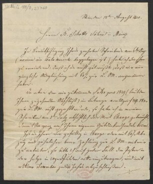 Brief an B. Schott's Söhne : 18.08.1830