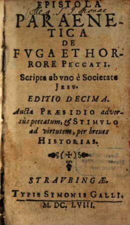 Epistola paraenetica de fuga et horrore peccati
