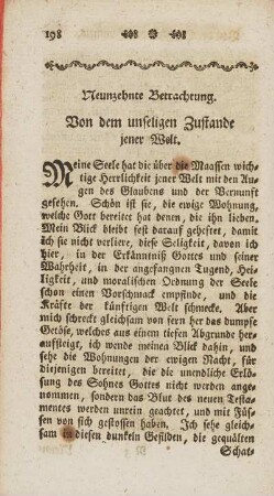 Neunzehnte Betrachtung. Von dem unseligen Zustande jener Welt.