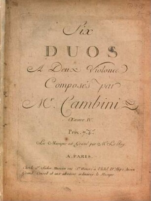 Six duos a deux violons : oeuvre IV