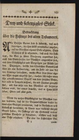 Drey und siebenzigstes Stück