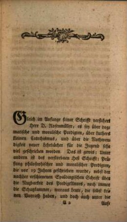 Über die Rosemmüllerische Schrifft betitelt Ueber dogmatische und moralische Predigten u.s.w.