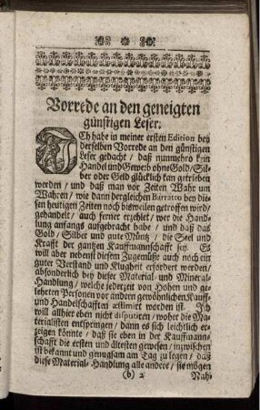 Vorrede an den geneigten günstigen Leser.