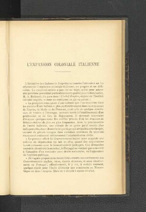 L'Expansion Coloniale Italienne.