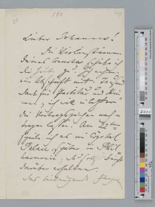 Brief an Johannes Brahms