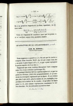 Quadrature de la logarithmique ...
