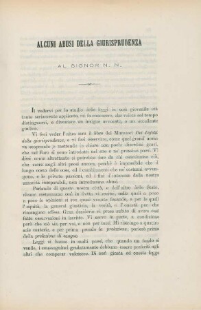 Alcuni abusi della giurisprudenza al Signor N. N.