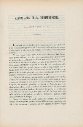 Alcuni abusi della giurisprudenza al Signor N. N.