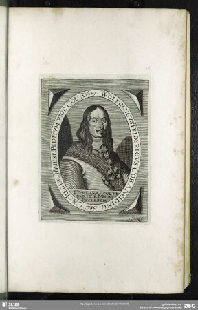 Wolfgangus Fridericus Cob. A Neiding, Sac: Caes: Regiaeq[ue] Maiest: Peditum Col: Ao. 1649.