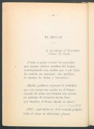 El hogar : A mi amigo el trovador Ponce de León.