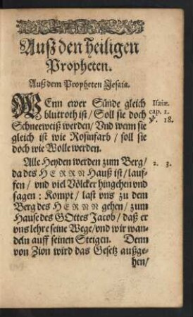 Auß den heiligen Propheten.