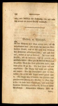 17. Beulwitz an Winterfeld.
