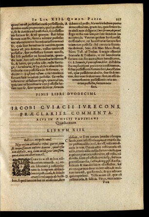 Iacobi Cuiacii ... Commentarius In Aemylii Papiniani Quaestionum Librum XIII.