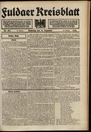 Dritte Ausgabe vom Samstag, den 14. Dezember 1912.