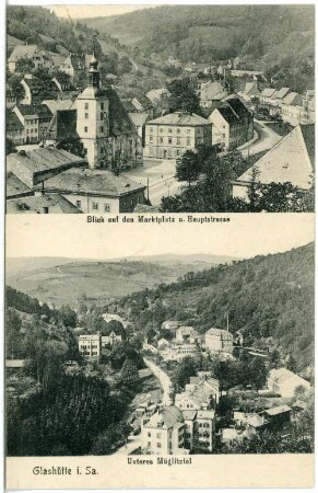 Glashütte. Marktplatz und Hauptstraße, Müglitztal