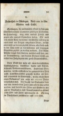 6. Aufenthalt in Göttingen. Reise von da über Minden nach Cassel