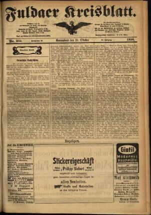 Zweite Ausgabe vom Samstag, den 31. Oktober 1908.