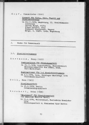 3. Werke für Kammermusik
