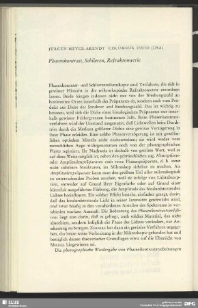 Phasenkontrast, Schlieren, Refraktometrie