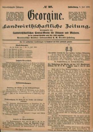 Achtundsechzigster Jahrgang. No. 27. Insterburg, 5. Juli 1900.